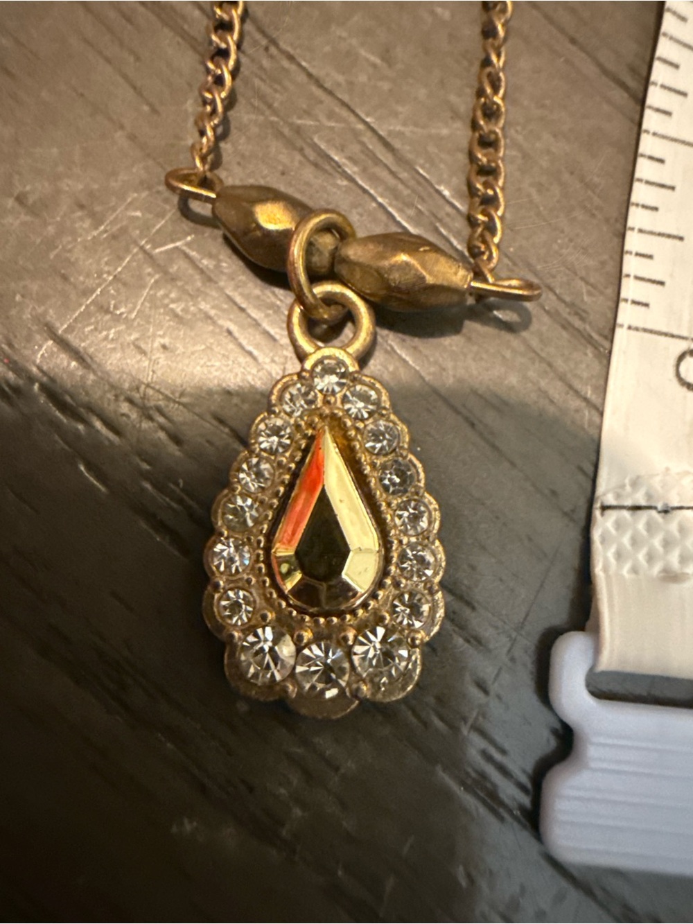 Gold Teardrop Crystal Pendant Necklace - Women Jewelry